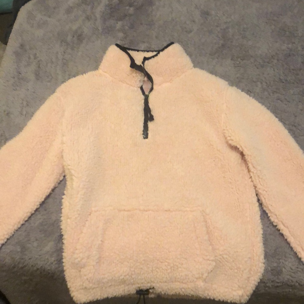 Fluffy pink quarter zip hoodie